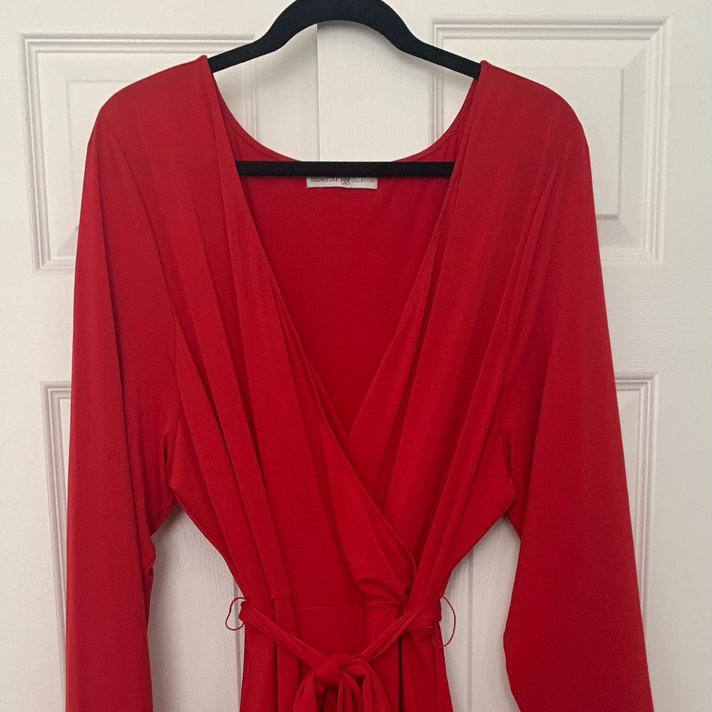 Red faux wrap dress